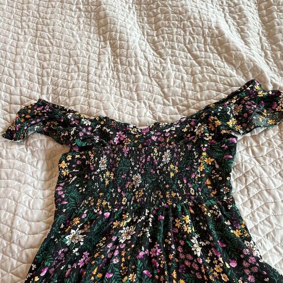 Floral Purple, Black and Green Fit and Flare Lightweight Sun Dress - Picture 6 of 6